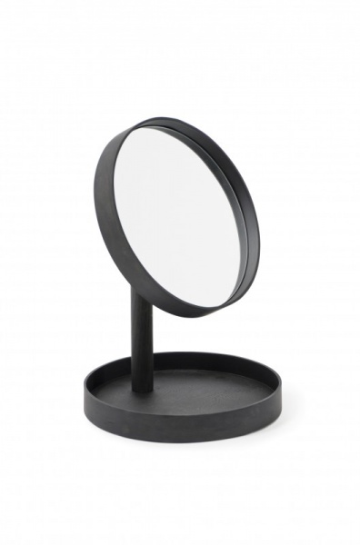 Dark Oak 'Look' Round Magnifying Mirror